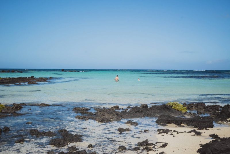 Lanzarote beach, blue sky, blue sea