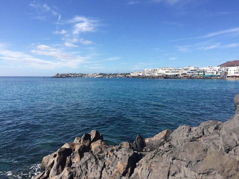 Lanzarote beach, blue sky, blue sea